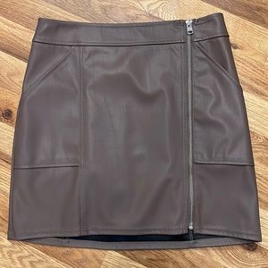 NWOT Express High Waisted Taupe Faux Leather Mini Skirt